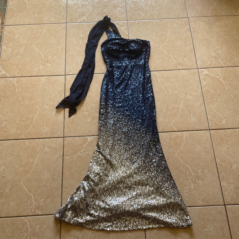 sequin blue dress